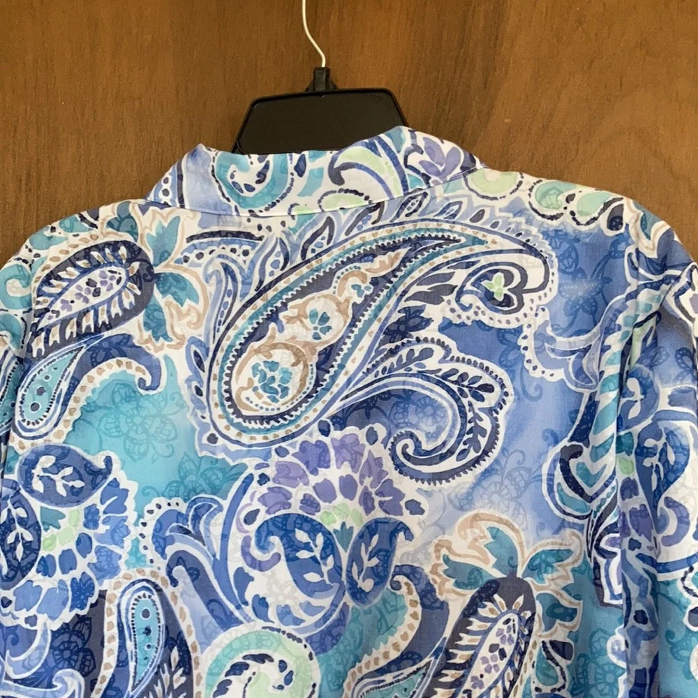 3/$45 Alfred Dunner top abstract floral paisley like print button down shirt 2X - Picture 10 of 17